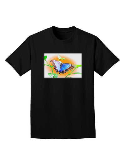 Blue Watercolor Butterfly Adult Dark T-Shirt-Mens T-Shirt-TooLoud-Black-Small-Davson Sales