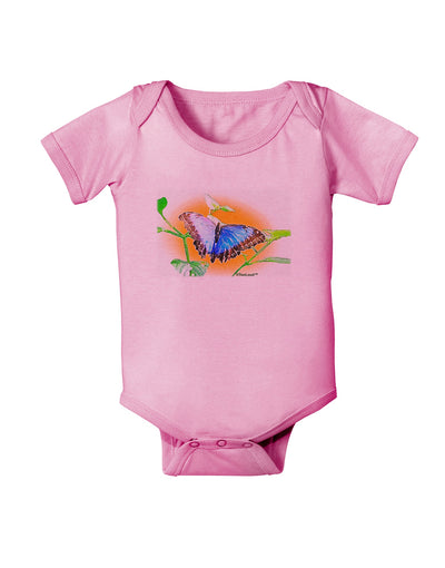 Blue Watercolor Butterfly Baby Romper Bodysuit-Baby Romper-TooLoud-Pink-06-Months-Davson Sales