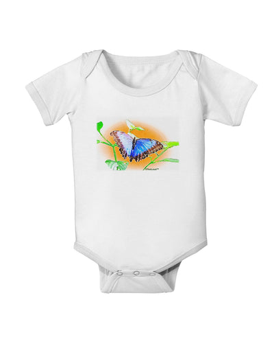 Blue Watercolor Butterfly Baby Romper Bodysuit-Baby Romper-TooLoud-White-06-Months-Davson Sales