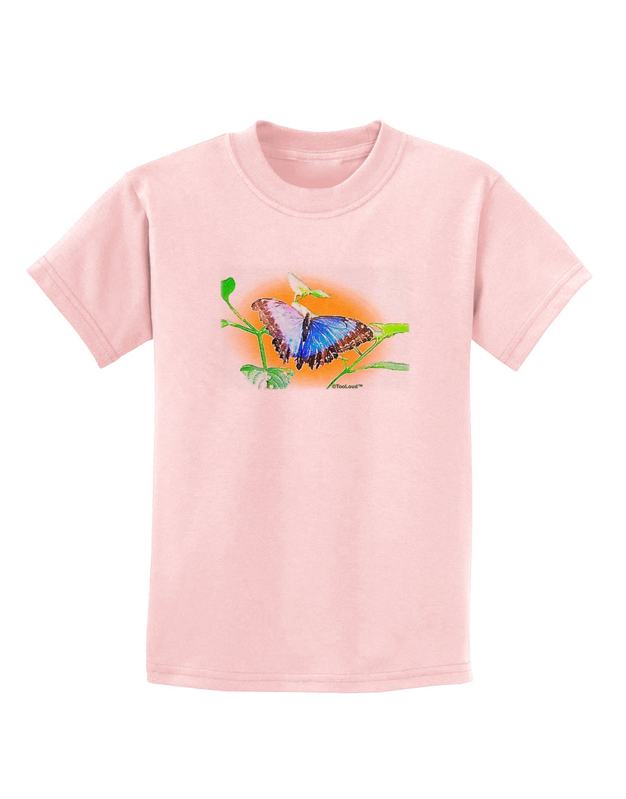 Blue Watercolor Butterfly Childrens T-Shirt-Childrens T-Shirt-TooLoud-White-X-Small-Davson Sales