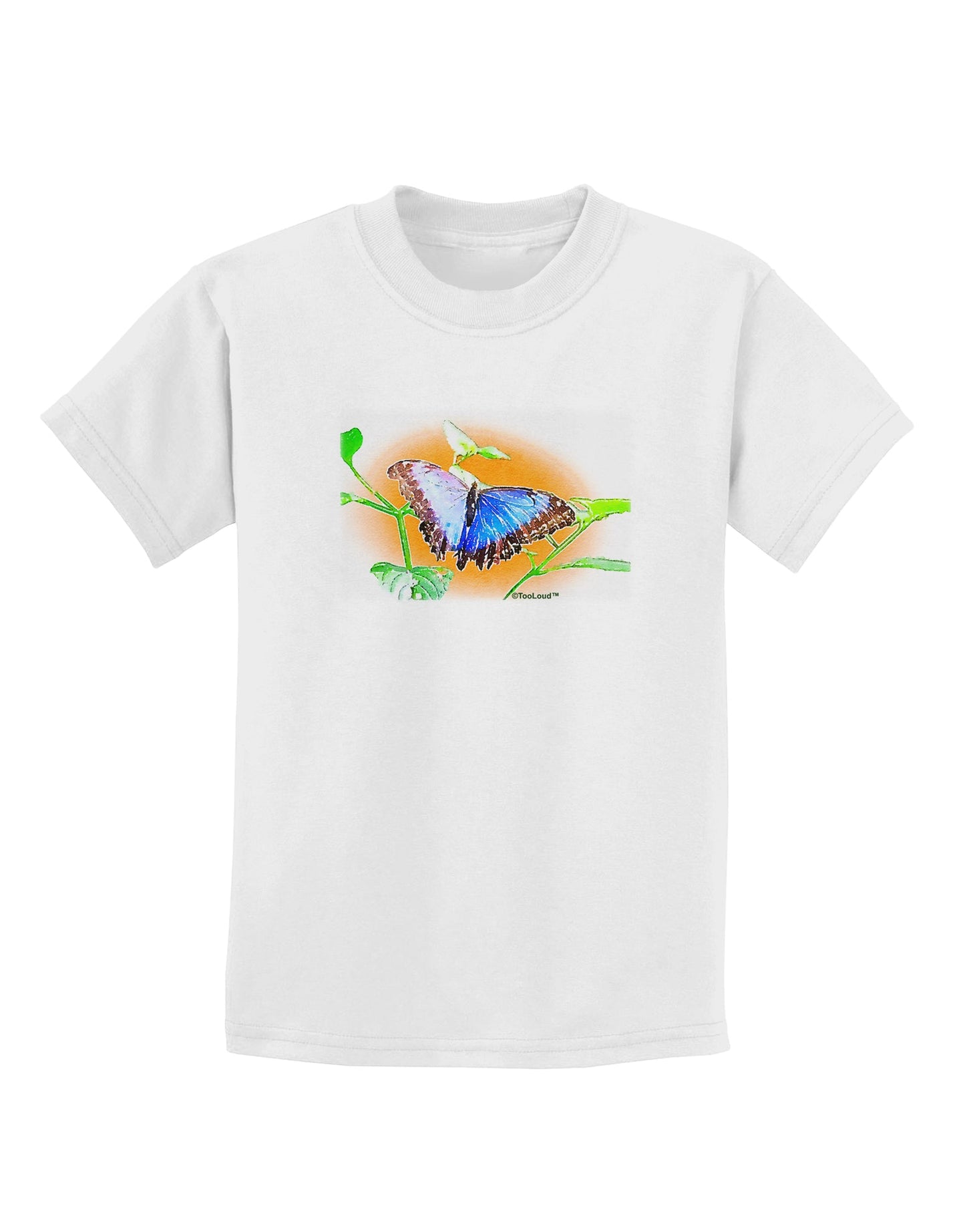 Blue Watercolor Butterfly Childrens T-Shirt-Childrens T-Shirt-TooLoud-White-X-Small-Davson Sales