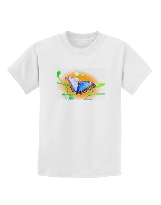 Blue Watercolor Butterfly Childrens T-Shirt-Childrens T-Shirt-TooLoud-White-X-Small-Davson Sales