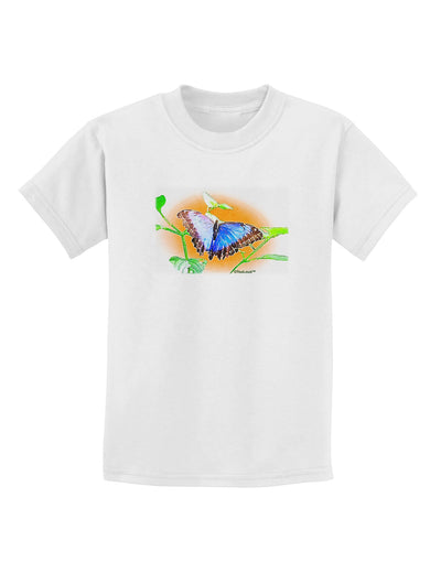 Blue Watercolor Butterfly Childrens T-Shirt-Childrens T-Shirt-TooLoud-White-X-Small-Davson Sales