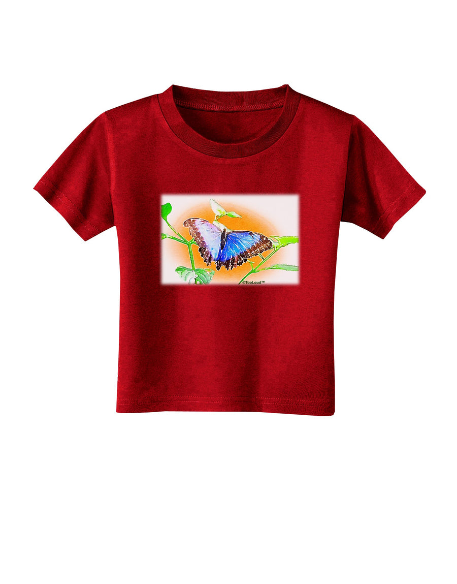 Blue Watercolor Butterfly Toddler T-Shirt Dark-Toddler T-Shirt-TooLoud-Black-2T-Davson Sales