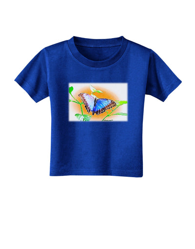 Blue Watercolor Butterfly Toddler T-Shirt Dark-Toddler T-Shirt-TooLoud-Royal-Blue-2T-Davson Sales