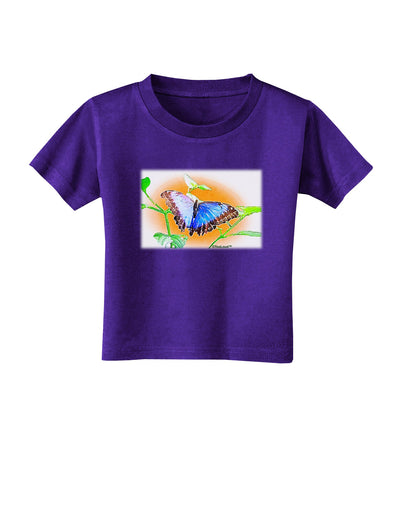 Blue Watercolor Butterfly Toddler T-Shirt Dark-Toddler T-Shirt-TooLoud-Purple-2T-Davson Sales