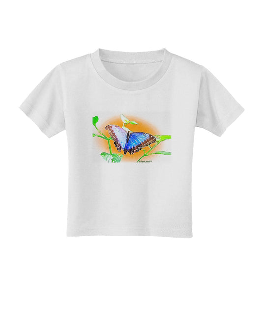 Blue Watercolor Butterfly Toddler T-Shirt-Toddler T-Shirt-TooLoud-White-2T-Davson Sales