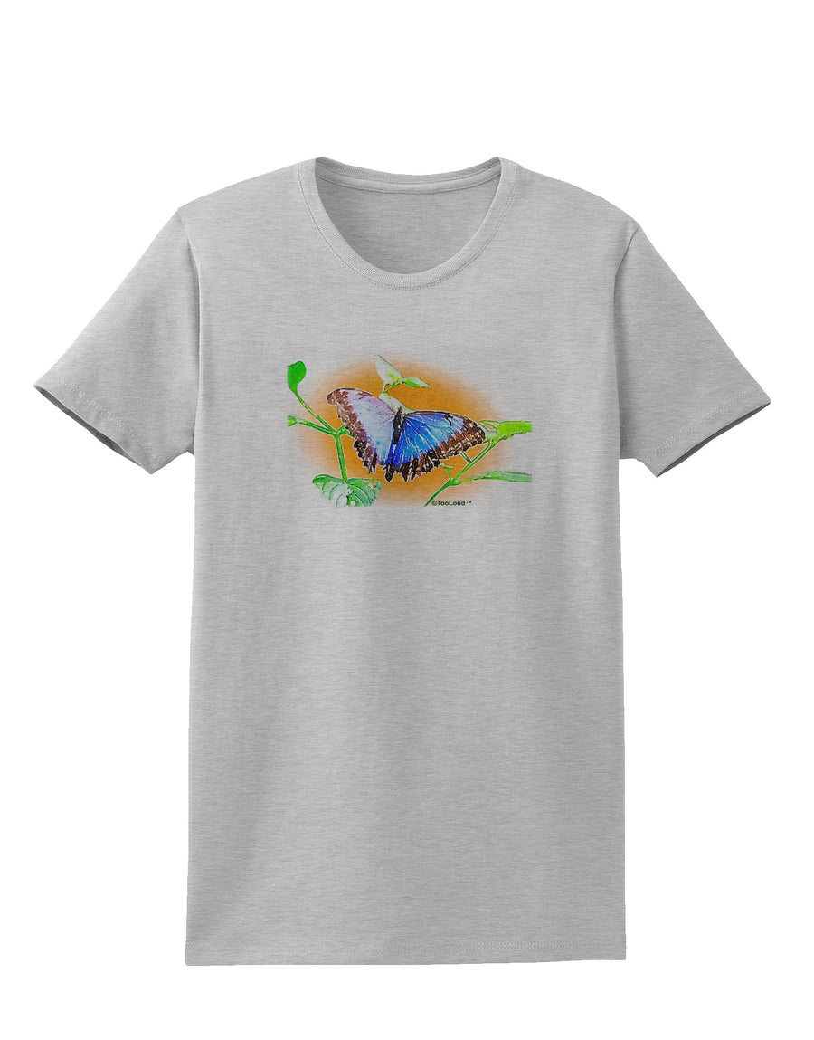 Blue Watercolor Butterfly Womens T-Shirt-Womens T-Shirt-TooLoud-White-X-Small-Davson Sales