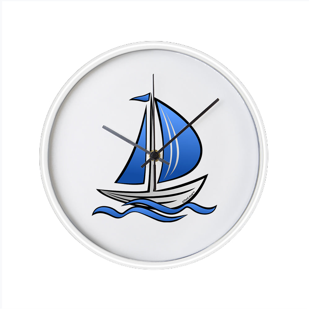 Blue Sailboat 10 InchRound Wall Clock