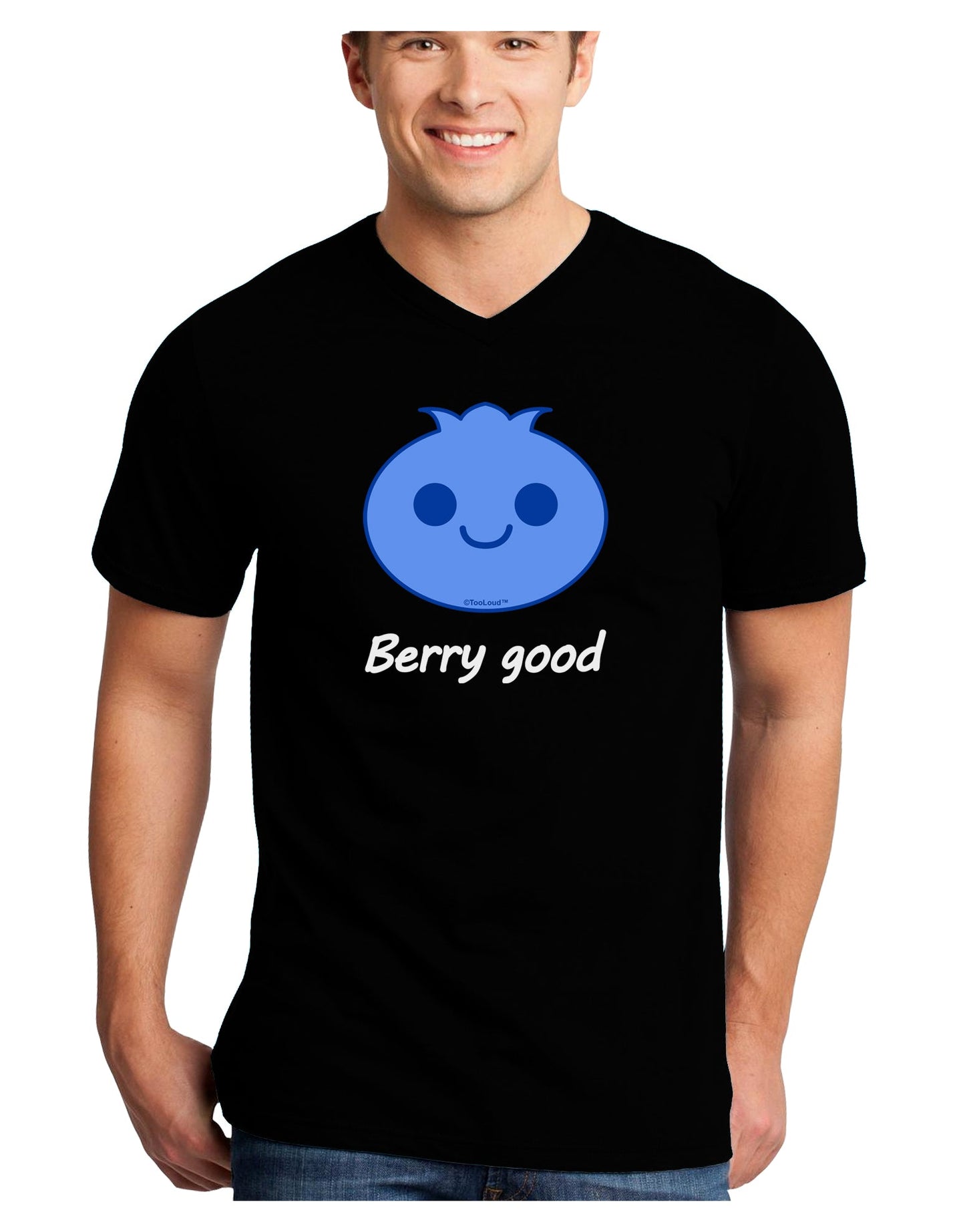 Blueberry - Berry Good Adult Dark V-Neck T-Shirt-Mens V-Neck T-Shirt-TooLoud-Black-Small-Davson Sales