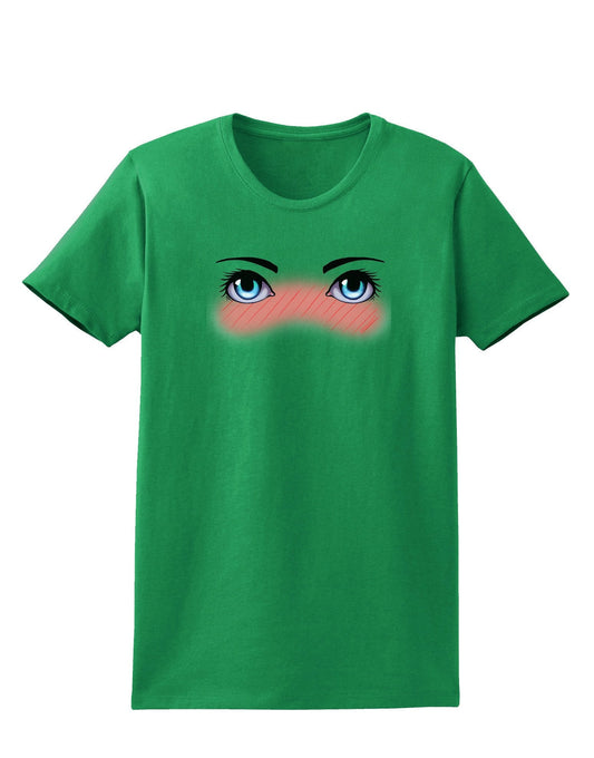 Blushing Anime Eyes Womens Dark T-Shirt-TooLoud-Kelly-Green-XXX-Large-Davson Sales
