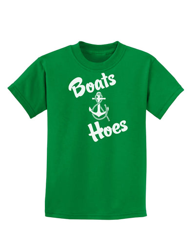 Boats and Hoes Childrens Dark T-Shirt-Childrens T-Shirt-TooLoud-Kelly-Green-X-Small-Davson Sales