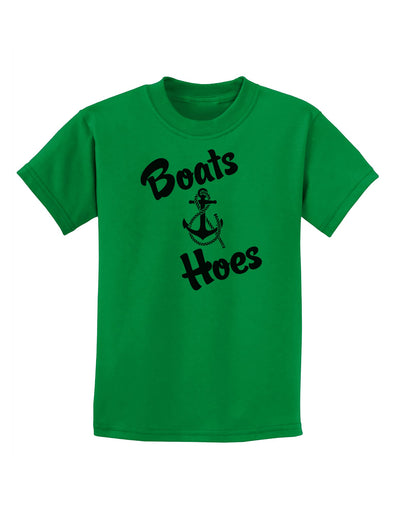 Boats and Hoes Childrens T-Shirt-Childrens T-Shirt-TooLoud-Kelly-Green-X-Small-Davson Sales