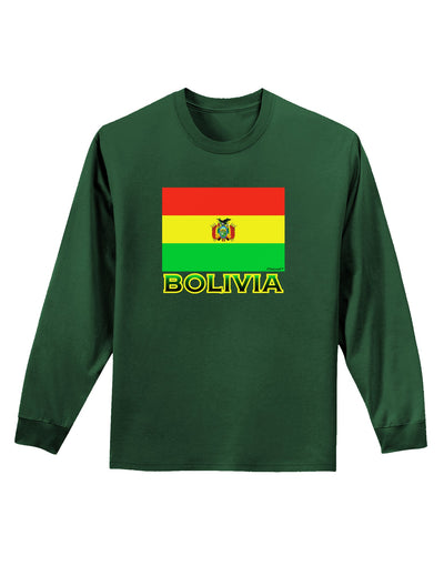 Bolivia Flag Adult Long Sleeve Dark T-Shirt-TooLoud-Dark-Green-Small-Davson Sales