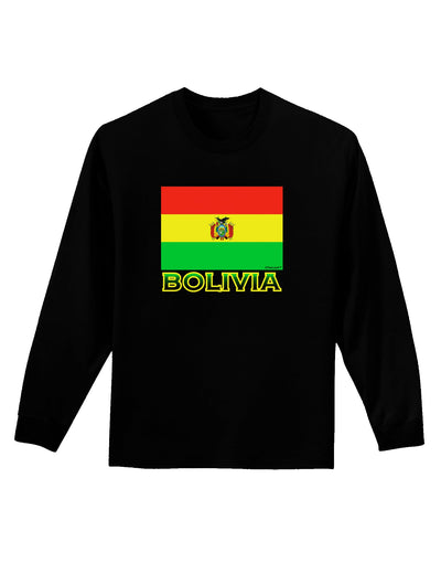 Bolivia Flag Adult Long Sleeve Dark T-Shirt-TooLoud-Black-Small-Davson Sales