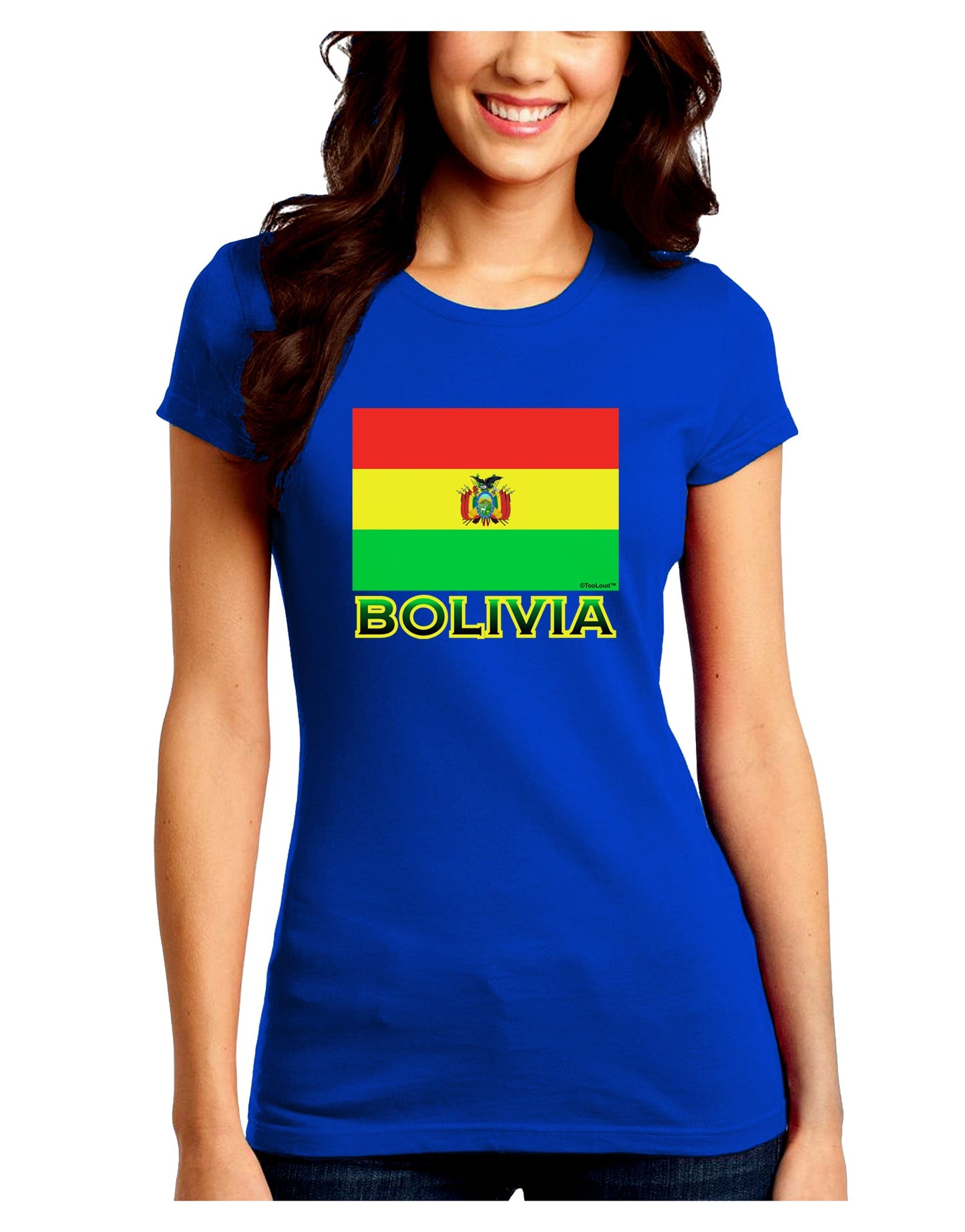 Bolivia Flag Juniors Petite Crew Dark T-Shirt-T-Shirts Juniors Tops-TooLoud-Royal-Blue-Juniors Fitted Small-Davson Sales