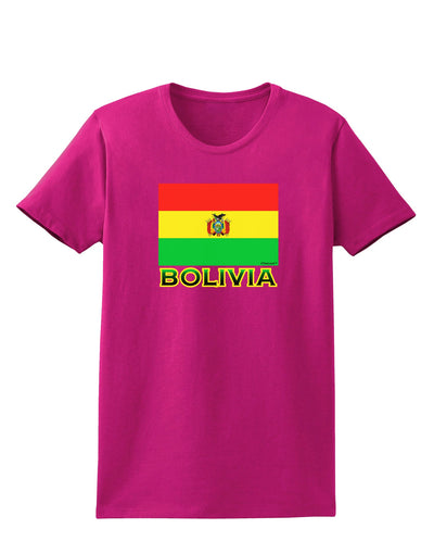 Bolivia Flag Womens Dark T-Shirt-TooLoud-Hot-Pink-Small-Davson Sales