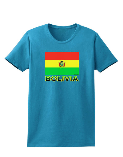 Bolivia Flag Womens Dark T-Shirt-TooLoud-Turquoise-X-Small-Davson Sales