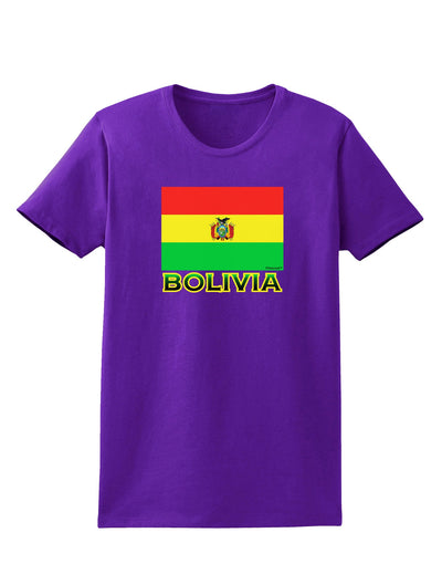 Bolivia Flag Womens Dark T-Shirt-TooLoud-Purple-X-Small-Davson Sales