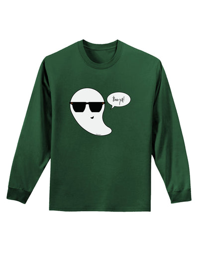 Boo Ya Cool Ghost Halloween Adult Long Sleeve Dark T-Shirt-TooLoud-Dark-Green-Small-Davson Sales