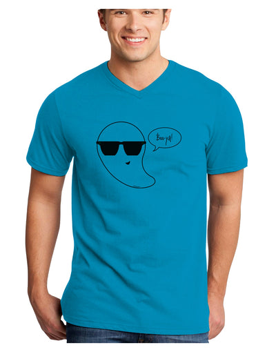 Boo Ya Cool Ghost Halloween Adult V-Neck T-shirt-Mens V-Neck T-Shirt-TooLoud-Turquoise-Small-Davson Sales