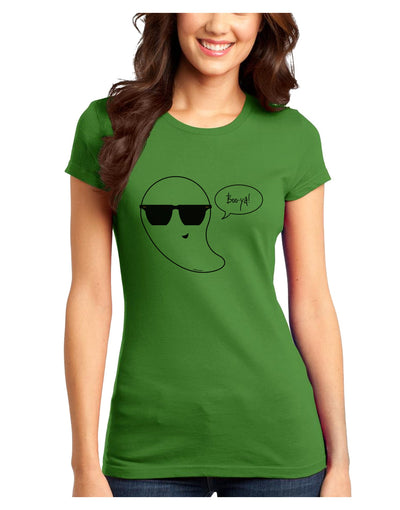 Boo Ya Cool Ghost Halloween Juniors T-Shirt-Womens Juniors T-Shirt-TooLoud-Kiwi-Green-Juniors Fitted XS-Davson Sales