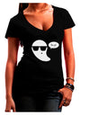 Boo Ya Cool Ghost Halloween Juniors V-Neck Dark T-Shirt-Womens V-Neck T-Shirts-TooLoud-Black-Juniors Fitted Small-Davson Sales