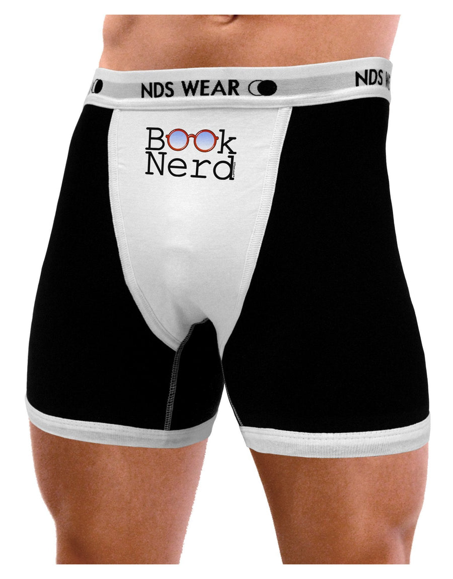 Book Nerd Mens Boxer Brief Underwear-Boxer Briefs-NDS Wear-Black-with-White-XXX-Large-NDS WEAR