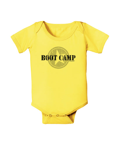 Boot Camp Distressed Text Baby Romper Bodysuit by TooLoud-Baby Romper-TooLoud-Yellow-06-Months-Davson Sales