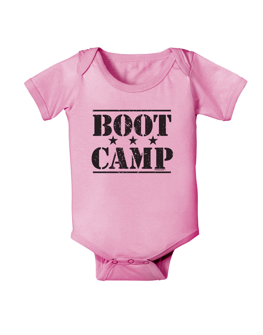 Bootcamp Large distressed Text Baby Romper Bodysuit by TooLoud-TooLoud-White-06-Months-Davson Sales