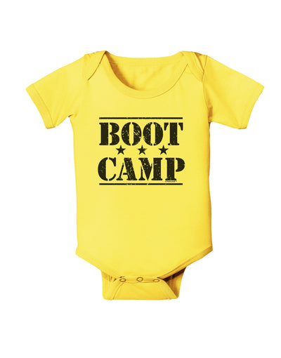 Bootcamp Large distressed Text Baby Romper Bodysuit by TooLoud-TooLoud-Yellow-06-Months-Davson Sales