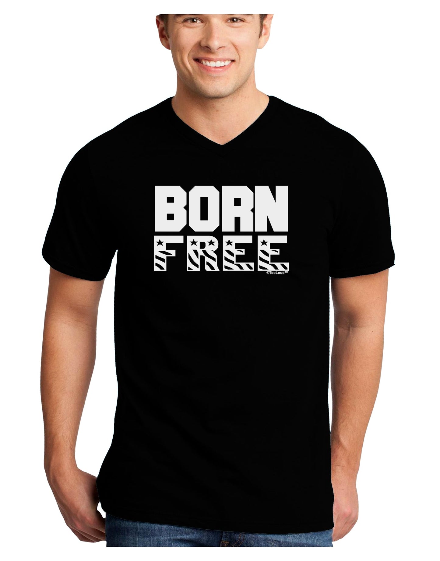 Born Free Adult Dark V-Neck T-Shirt by TooLoud-Mens V-Neck T-Shirt-TooLoud-Black-Small-Davson Sales