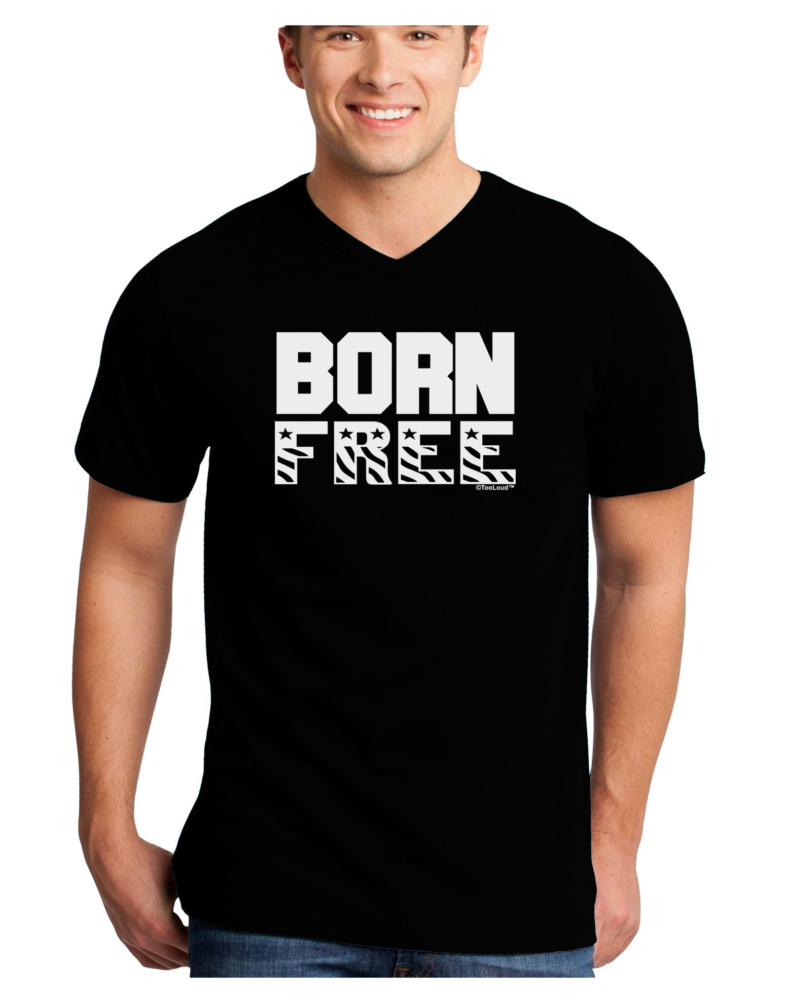 Born Free Adult Dark V-Neck T-Shirt by TooLoud-Mens V-Neck T-Shirt-TooLoud-Black-Small-Davson Sales