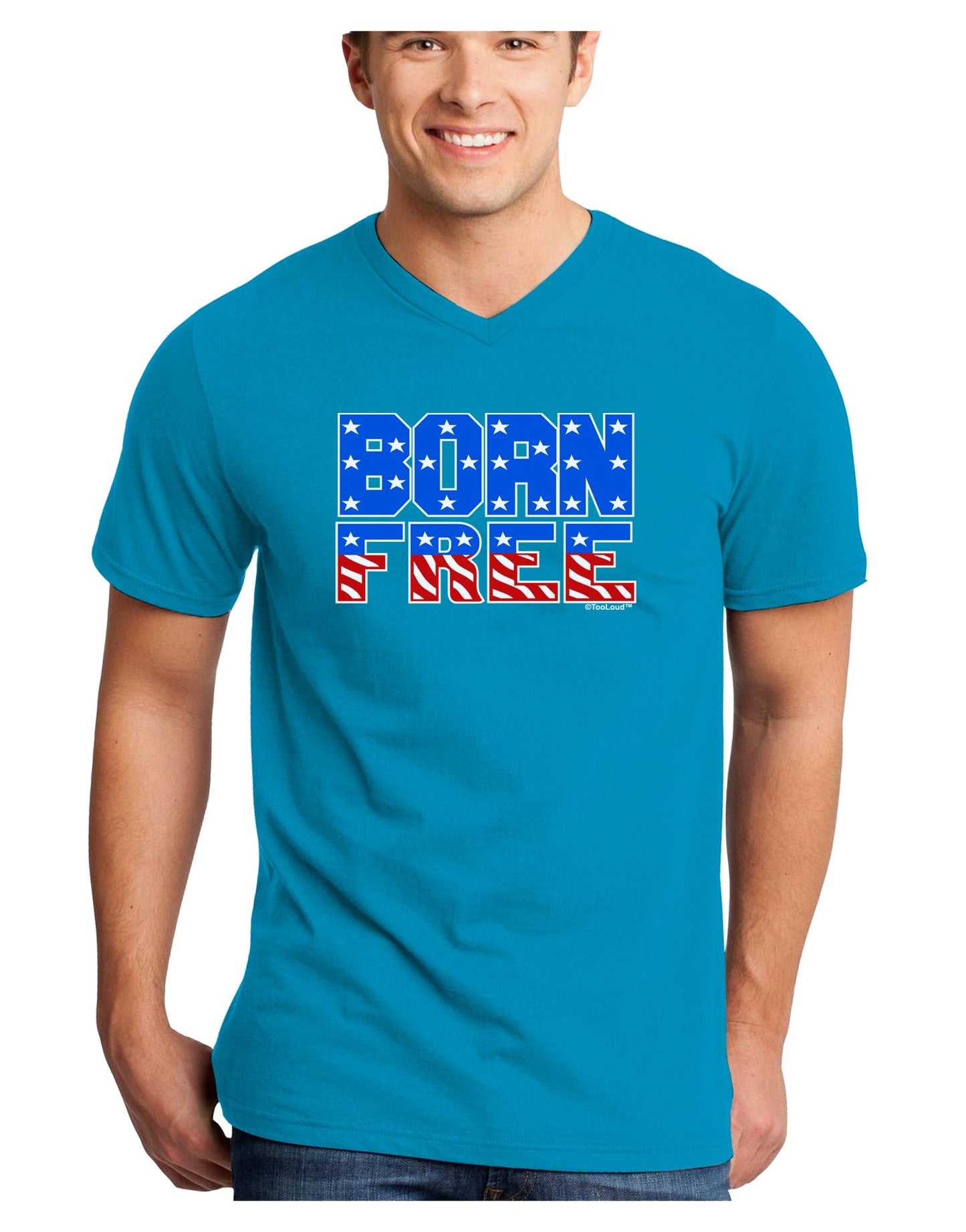 Born Free Color Adult Dark V-Neck T-Shirt by TooLoud-Mens V-Neck T-Shirt-TooLoud-Turquoise-Small-Davson Sales