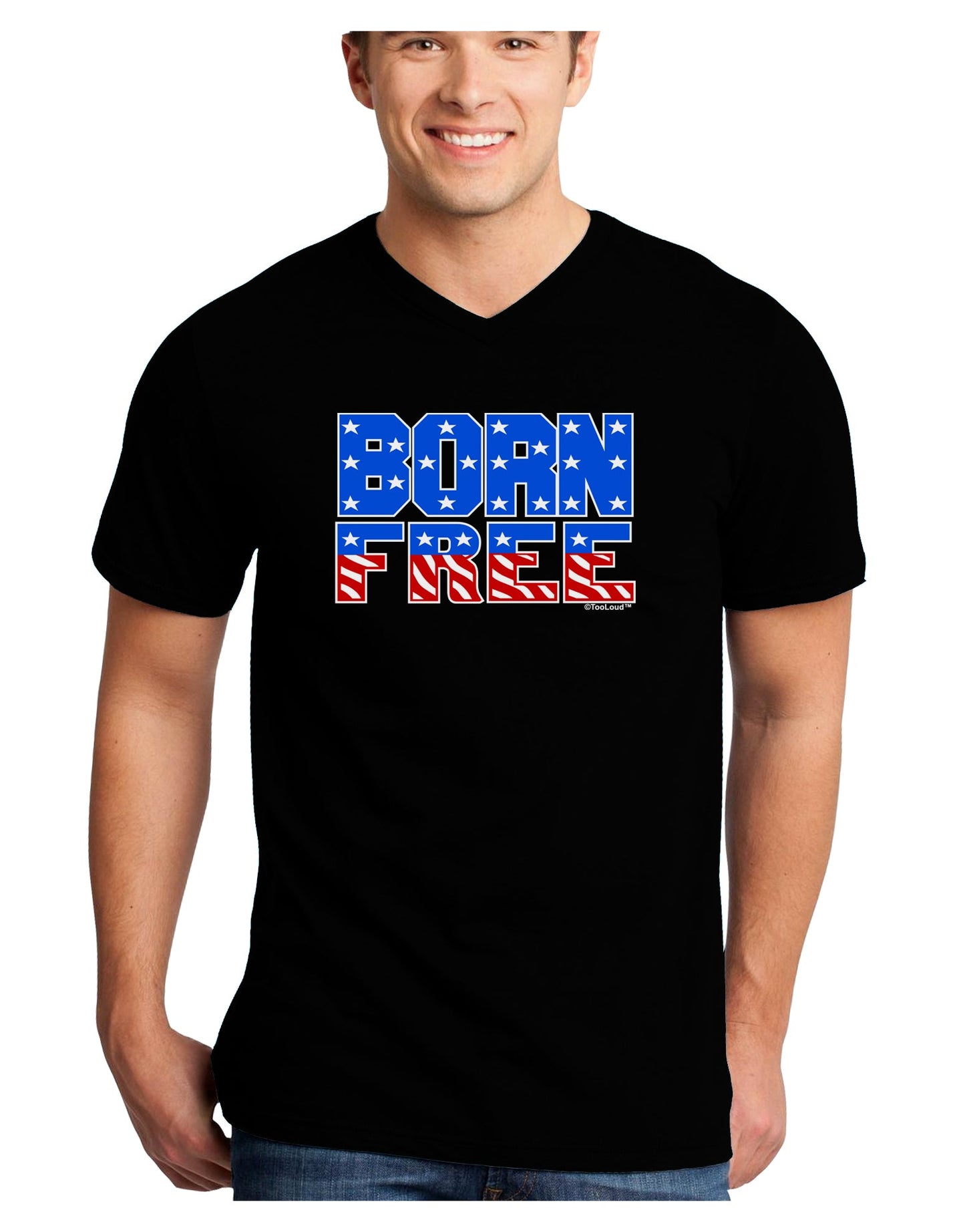 Born Free Color Adult Dark V-Neck T-Shirt by TooLoud-Mens V-Neck T-Shirt-TooLoud-Black-Small-Davson Sales