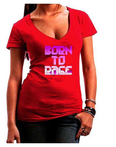 Born To Rage Purple Juniors V-Neck Dark T-Shirt-Womens V-Neck T-Shirts-TooLoud-Red-Juniors Fitted X-Large-Davson Sales