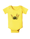 Bowling Ball with Pins Baby Romper Bodysuit-Baby Romper-TooLoud-Yellow-06-Months-Davson Sales