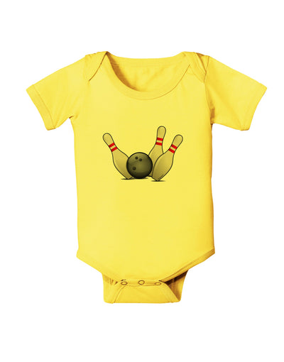 Bowling Ball with Pins Baby Romper Bodysuit-Baby Romper-TooLoud-Yellow-06-Months-Davson Sales