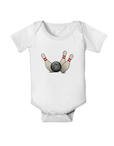 Bowling Ball with Pins Baby Romper Bodysuit-Baby Romper-TooLoud-White-06-Months-Davson Sales