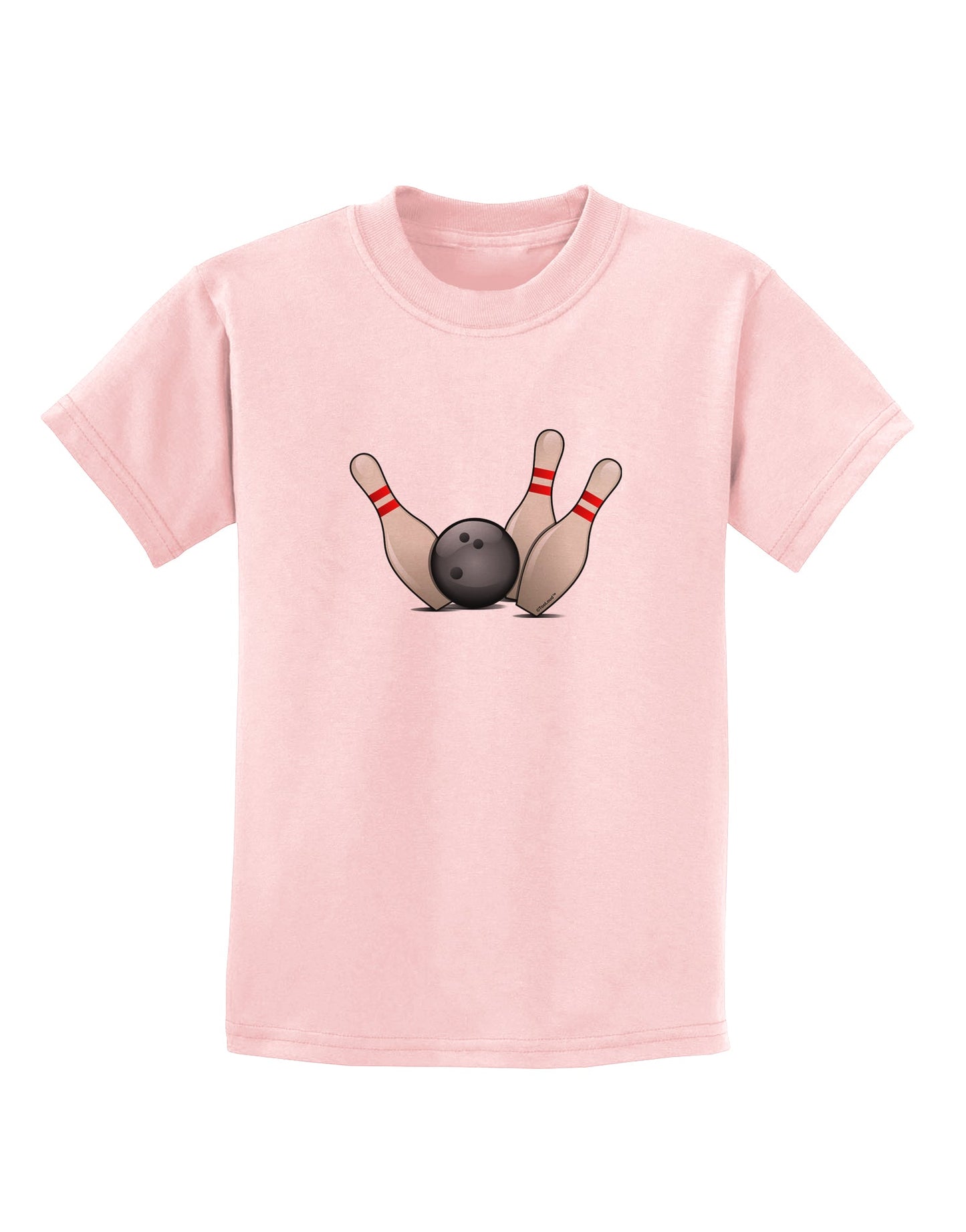 Bowling Ball with Pins Childrens T-Shirt-Childrens T-Shirt-TooLoud-PalePink-X-Small-Davson Sales