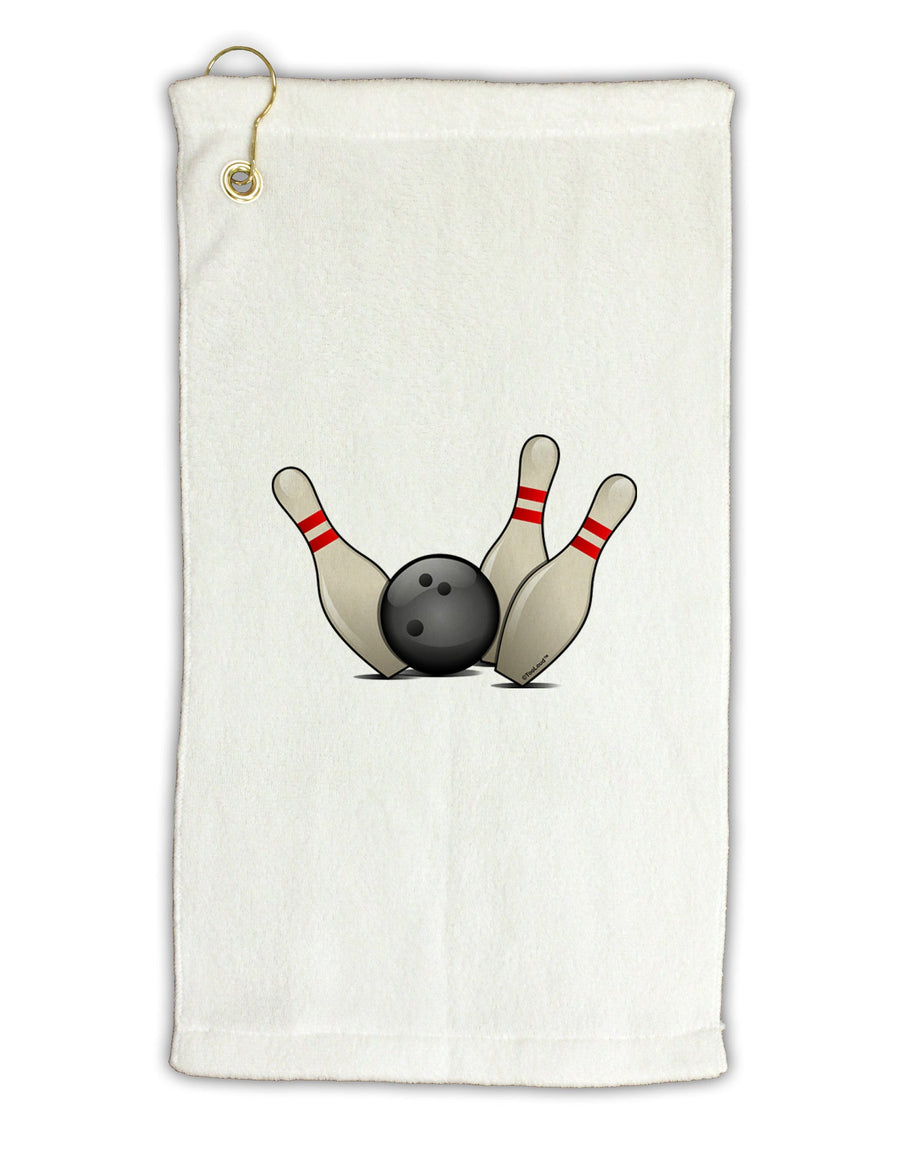 Bowling Ball with Pins Micro Terry Gromet Golf Towel 16 x 25 inch-Golf Towel-TooLoud-White-Davson Sales