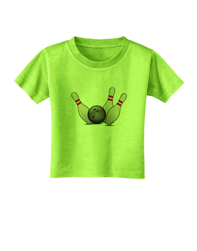 Bowling Ball with Pins Toddler T-Shirt-Toddler T-Shirt-TooLoud-Lime-Green-2T-Davson Sales