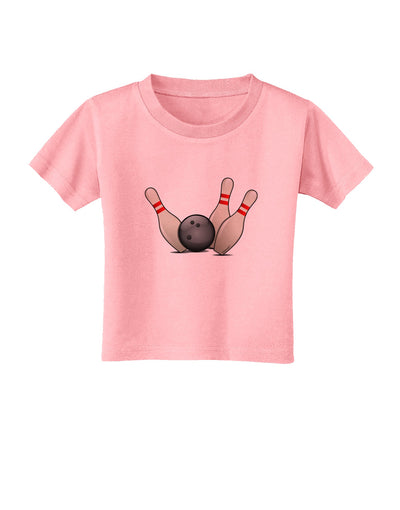 Bowling Ball with Pins Toddler T-Shirt-Toddler T-Shirt-TooLoud-Candy-Pink-2T-Davson Sales