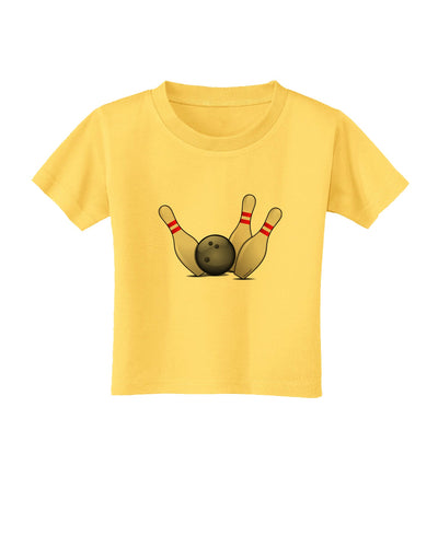 Bowling Ball with Pins Toddler T-Shirt-Toddler T-Shirt-TooLoud-Yellow-2T-Davson Sales