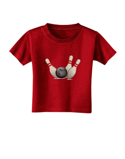 Bowling Ball with Pins Toddler T-Shirt Dark-Toddler T-Shirt-TooLoud-Red-2T-Davson Sales