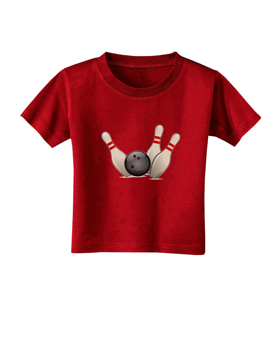 Bowling Ball with Pins Toddler T-Shirt Dark-Toddler T-Shirt-TooLoud-Black-2T-Davson Sales