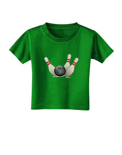 Bowling Ball with Pins Toddler T-Shirt Dark-Toddler T-Shirt-TooLoud-Clover-Green-2T-Davson Sales