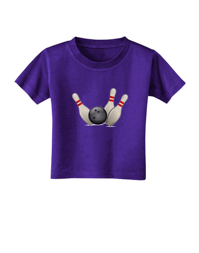 Bowling Ball with Pins Toddler T-Shirt Dark-Toddler T-Shirt-TooLoud-Purple-2T-Davson Sales