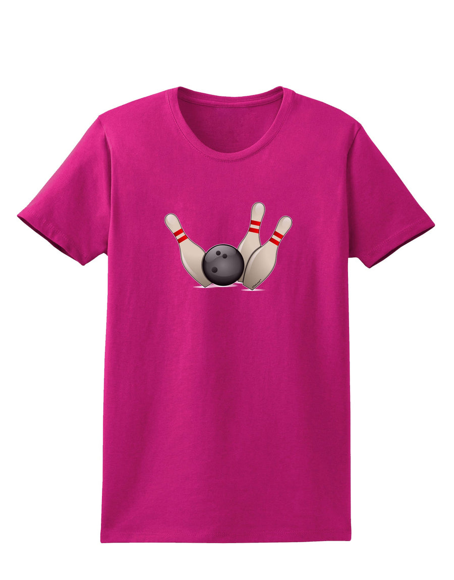 Bowling Ball with Pins Womens Dark T-Shirt-TooLoud-Black-X-Small-Davson Sales