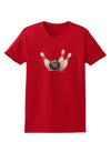 Bowling Ball with Pins Womens Dark T-Shirt-TooLoud-Red-X-Small-Davson Sales